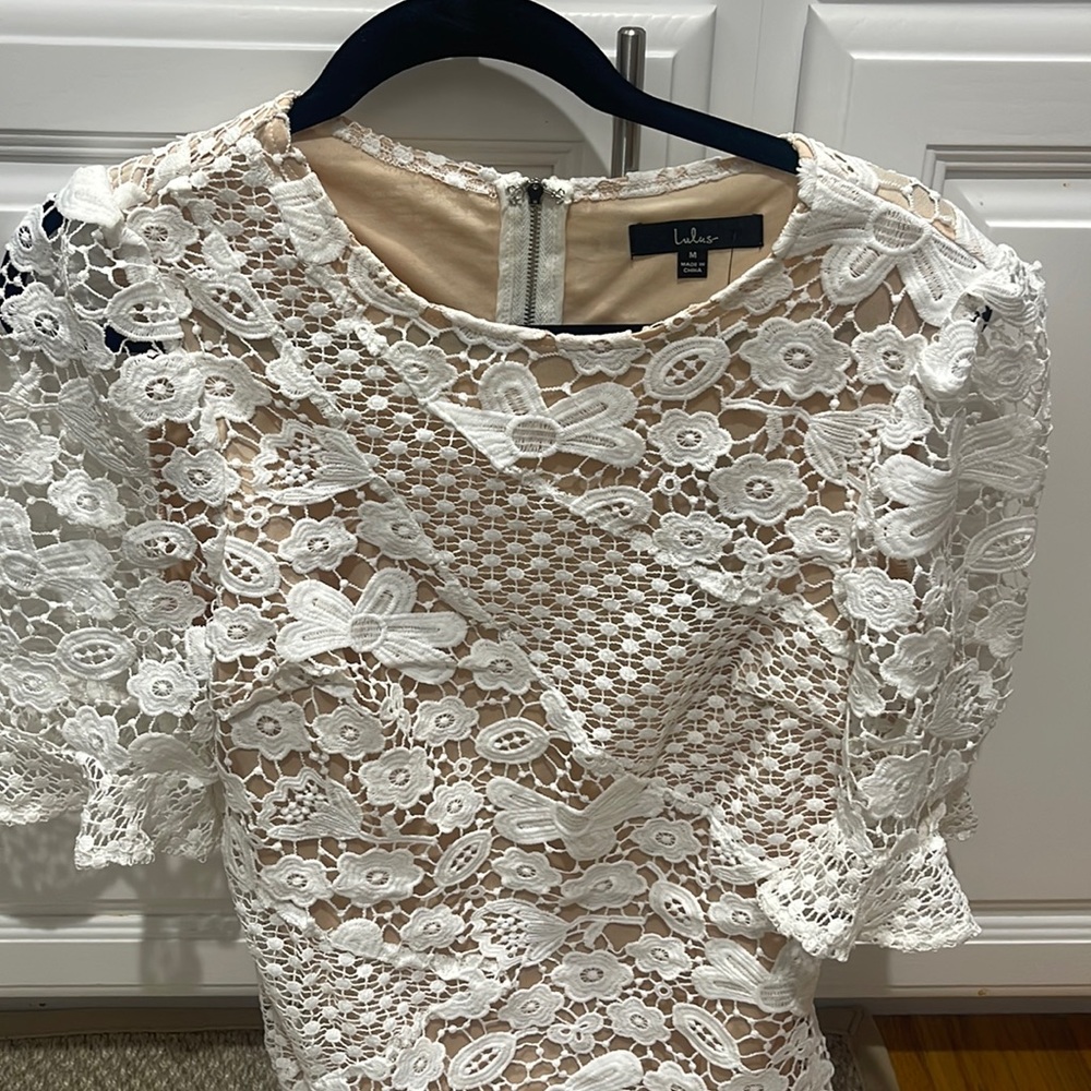 White lace mini bodycon dress